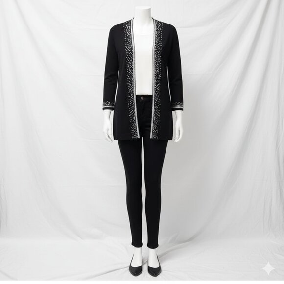 EUC Chico's Travelers Collection Rhinestone Cardigan L - Picture 5 of 16